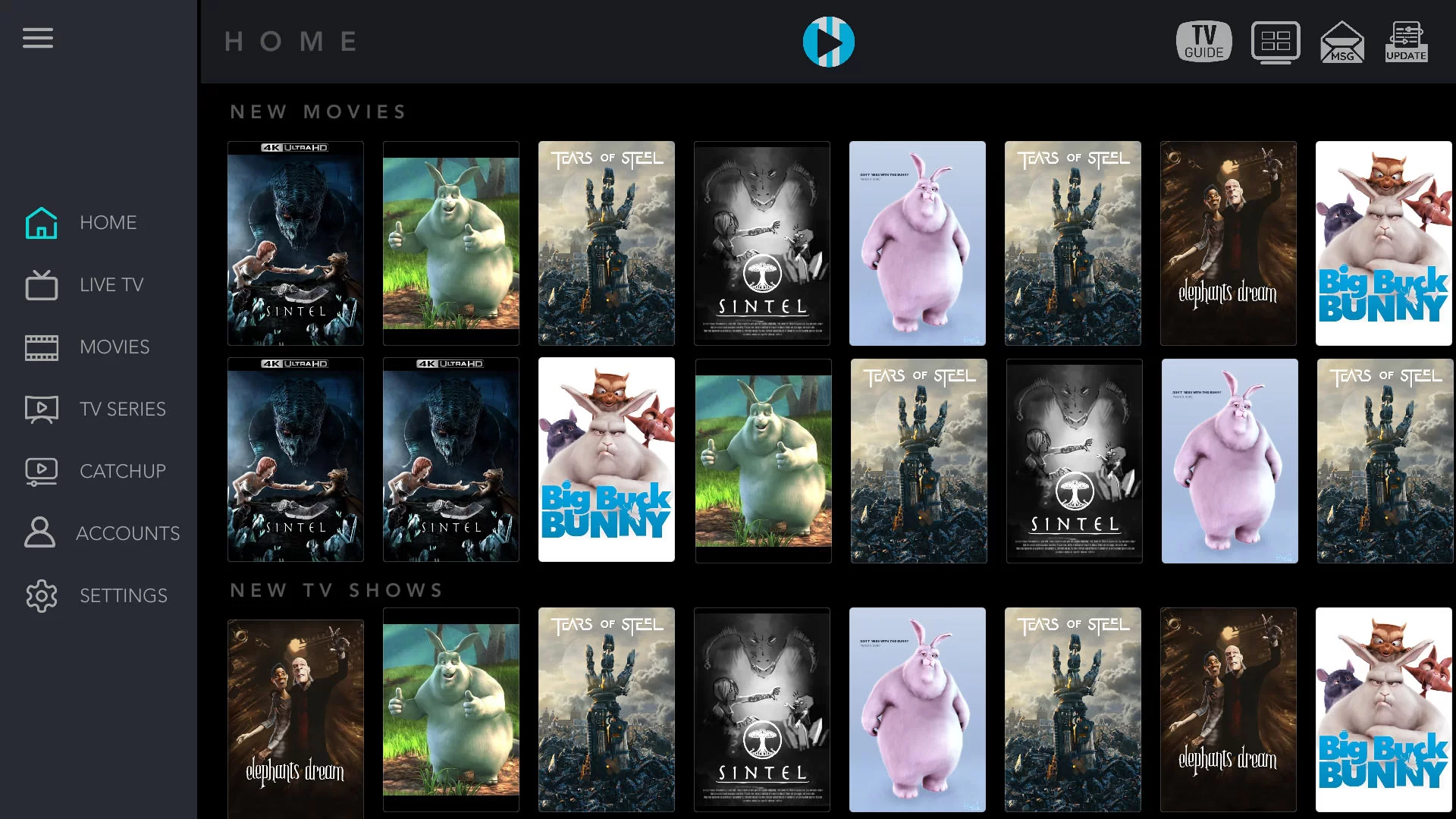 XCIPTV Player Interface