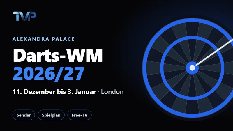 Darts-WM 2026/27 im Alexandra Palace, vom 11. Dezember 2026 bis 3. Januar 2027, live bei Sport1 und DAZN