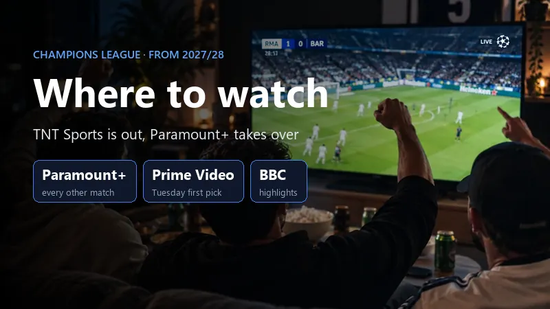 Champions League 2027/28 in the UK: live on Paramount+ and Amazon Prime Video