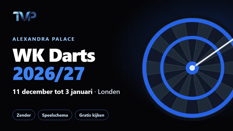 WK Darts 2026/27 in Alexandra Palace, van 11 december 2026 tot 3 januari 2027, live bij Viaplay