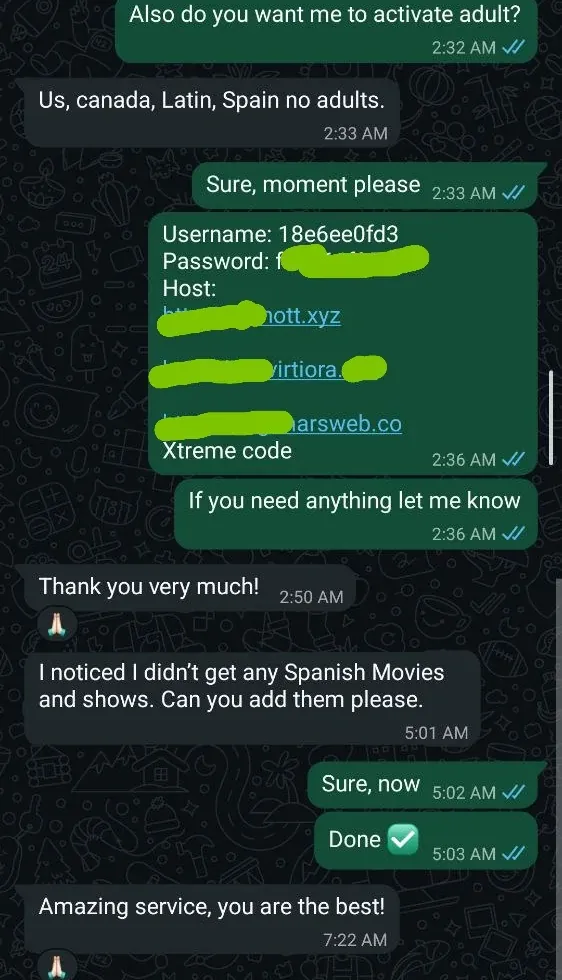 Customer thanks our team after Spanish movies and shows were added on request