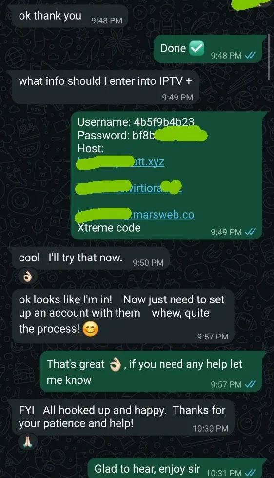 Customer set up on their own device and reports everything working