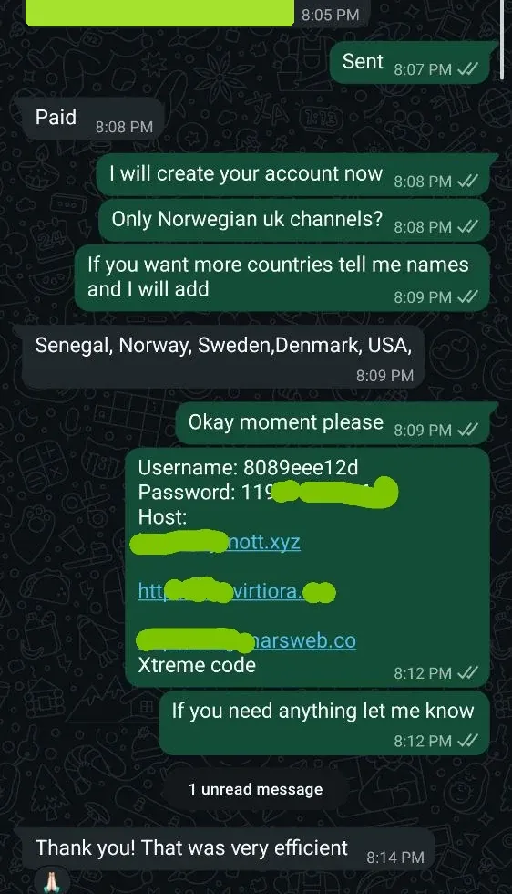 Norwegian customer had their channel list extended and calls the service efficient