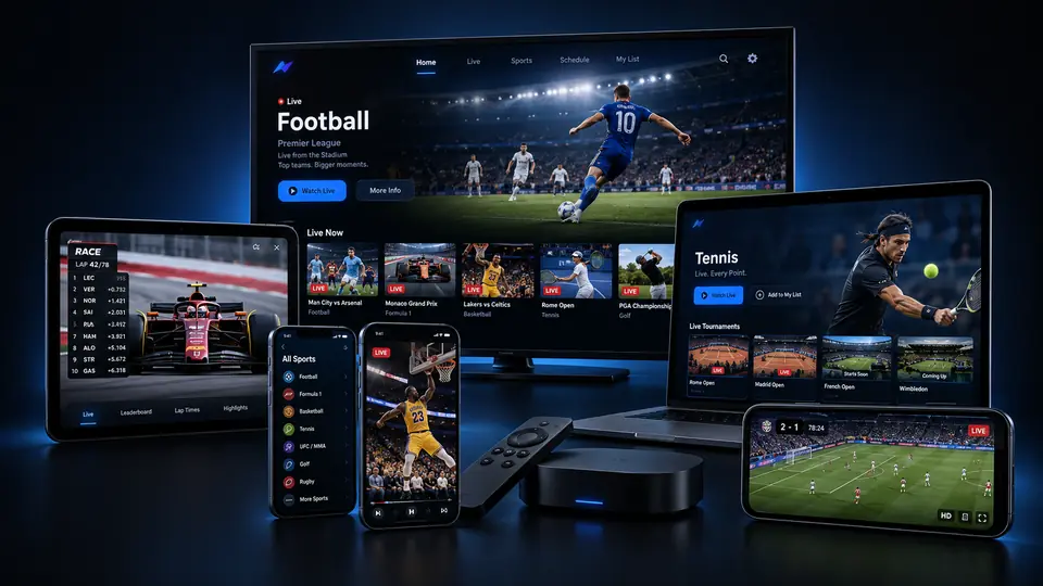 Live sport on a TV, tablet, laptop and phone at the same time