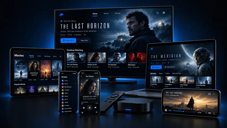 A series on the TV, a film on a tablet and a phone beside them